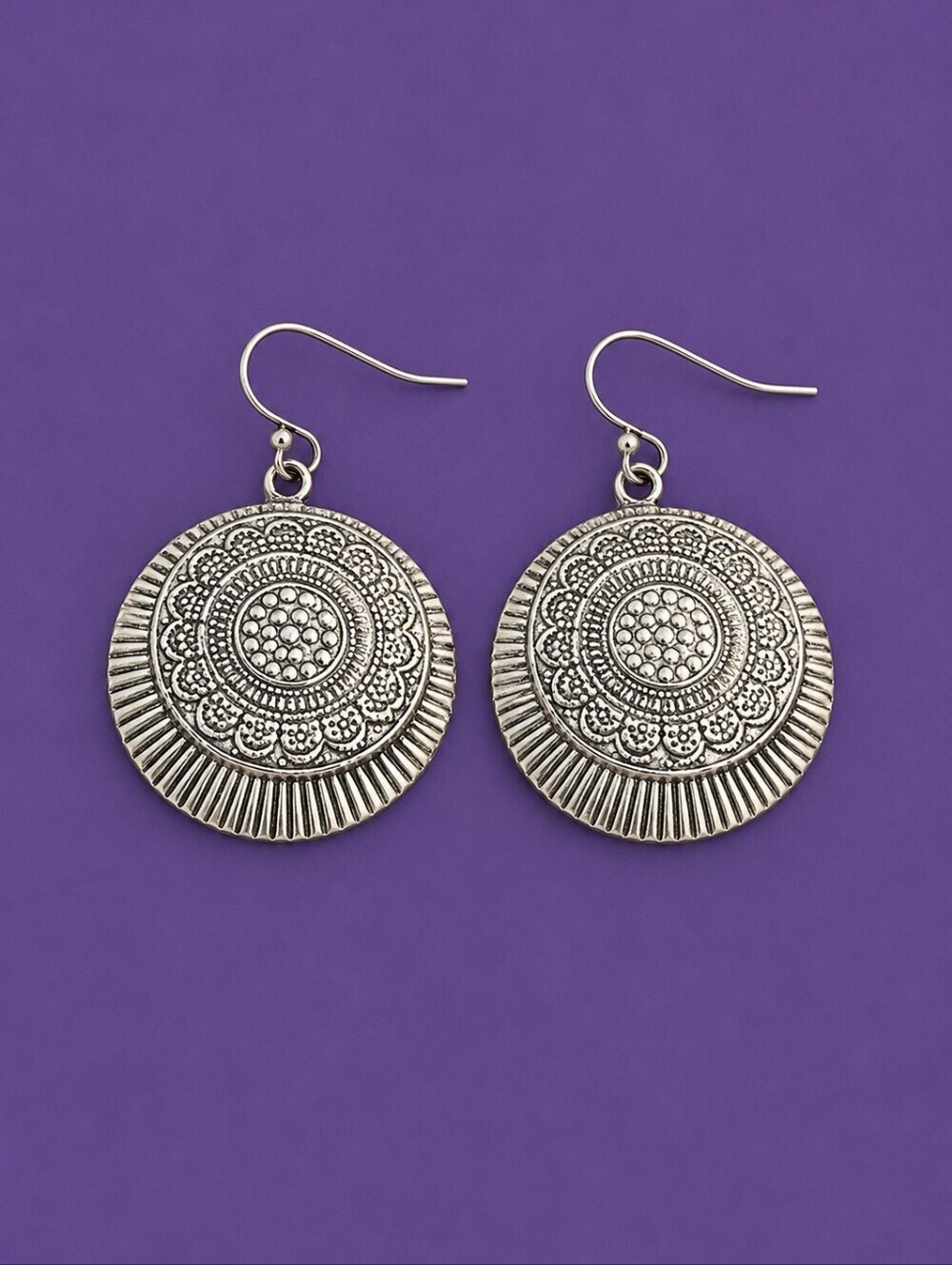 3/$30 Vintage Medallion Coin Mandala Ethnic Gasparilla Dangle Hook Earrings